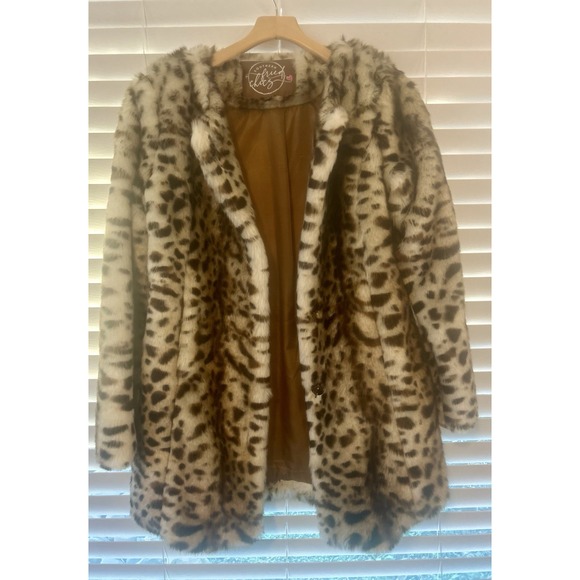 Southern Fried Chics Faux Fur Leopard Print Button Up Coat Size Small - Picture 12 of 13